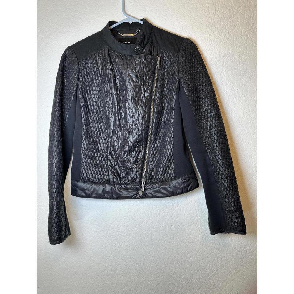 Karen Miller Women’s Sz 6 Black Motorcycle Jacket Quilted Asymmetrical Zipper